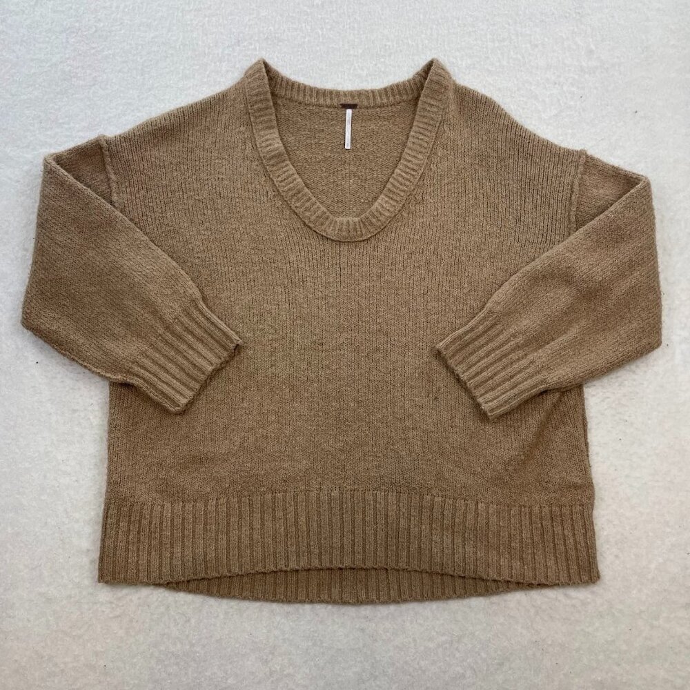 FREE PEOPLE Brookside Oversized V-Neck Tunic Sweater Slouchy Small